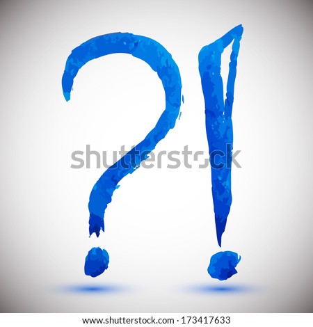 question mark, exclamation with acrylic paint, design element