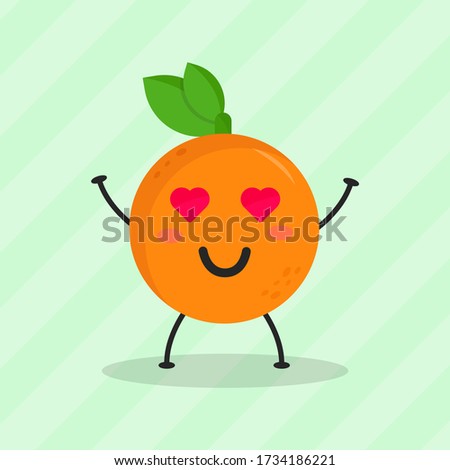Cute Flat Cartoon Orange Illustration. Vector illustration of cute orange with smilling expression
