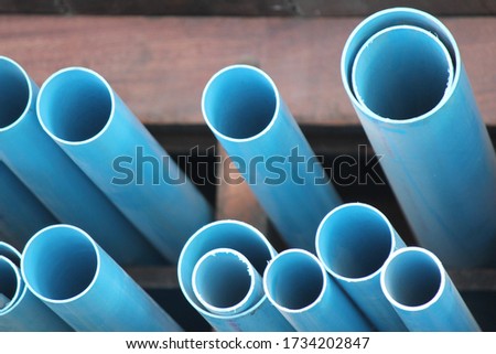 Plastic water pipes used in waterworks Royalty-Free Stock Photo #1734202847