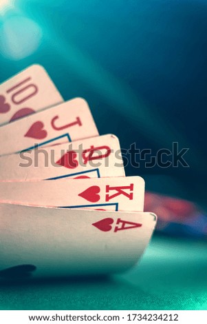 Poker game royal flush with chips