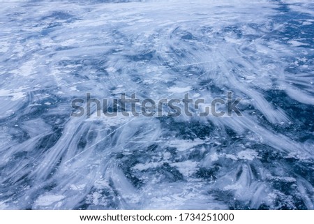 Beautiful streaks on the ice of lake Baikal
