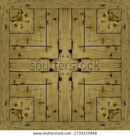 abstract centered cross pattern square wood panel, religious symbol background