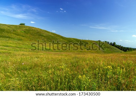 Green hills on a sunny summer day