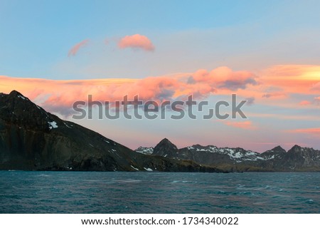 Drygalski Fjord with red sky, South Georgia Royalty-Free Stock Photo #1734340022