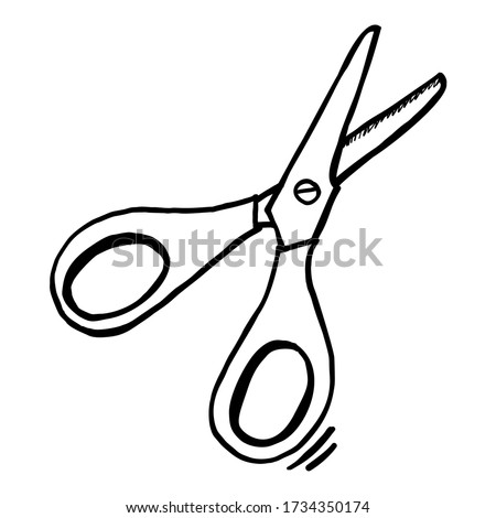 Scissors in hand drawn doodle style. Sketch. Isolated on a white background. Vector illustration.