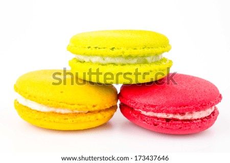 Color ful macaroon on white background