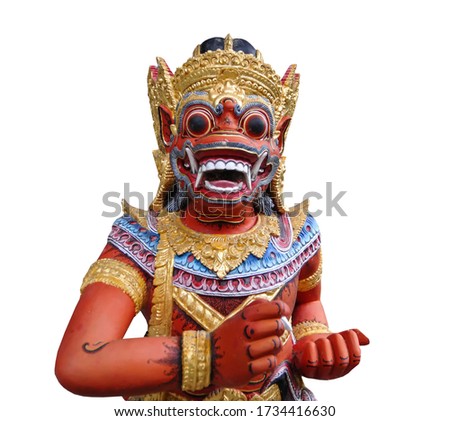 Indonesian painted statue isolated on white background