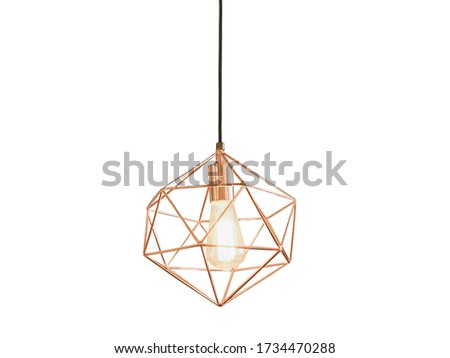 Industrial Metal Cage Pendant Light Hanging Lamp Edison Bulb lighting.,lamp isolated on a white background.,This has clipping path. Royalty-Free Stock Photo #1734470288