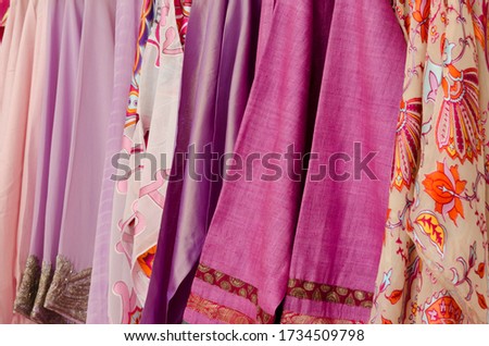 Full Frame Shot Of Colorful Textile For Sale In Clothing Store.