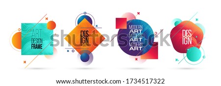 vector illustration. A minimalistic hipster colored frame design. Vector line gradient halftone. frame for text Modern Art graphics.  Royalty-Free Stock Photo #1734517322