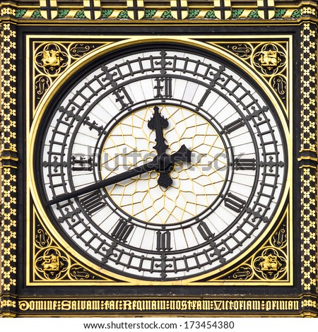 Close-up of Big Ben, Clock Tower, Westminster Palace, London 
