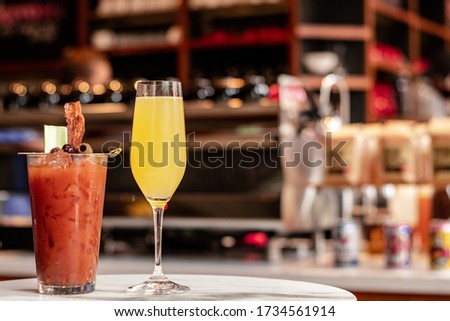 Happy Hour Brunch Classic Cocktails Royalty-Free Stock Photo #1734561914