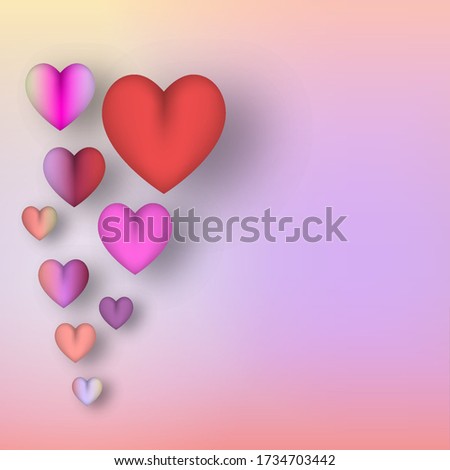 Colorful Hearts with White Gramophone on the Colorful Background, Love Symbols, Stylish Romantic Elements, Greeting Template for Mother, Valentine Day, Elegant Romance Objects, Vector Illustration Art