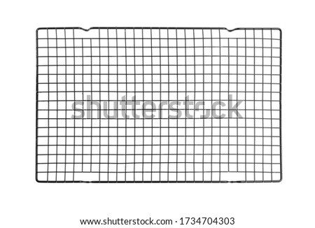 Metal cooling rack isolated on white, top view. Cooking utensil