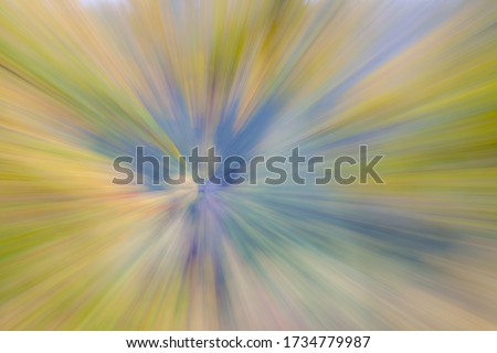Abstract photo, forest in autumn photographed with different effects of motion and zoom. Colorful textured background. long shutter speed.