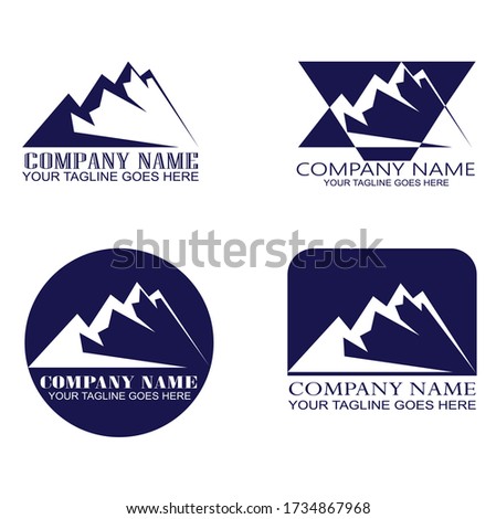 Mountain ridge with many peaks and the forest at the foot - stock vector,Mountains silhouettes. Mountains vector, Mountains vector of outdoor design elements, Mountain scenery, trees, pine vector