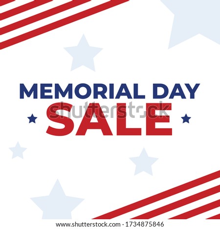 Memorial Day Celebration Holiday Sale Patriotic Vector Banner Graphic Illustration Web Template, Square