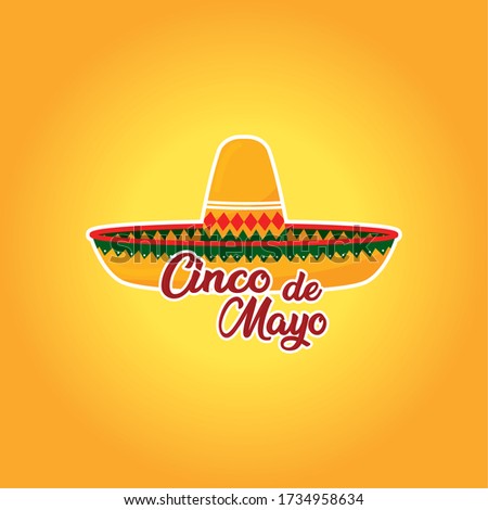 Cinco de mayo template with a traditional mexican hat - Vector