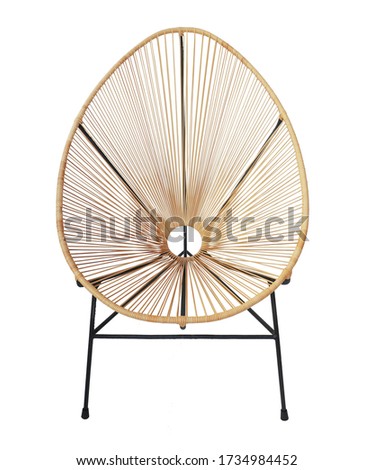 wicker chair isolated on white background. Details of modern boho, bohemian , scandinavian and minimal style