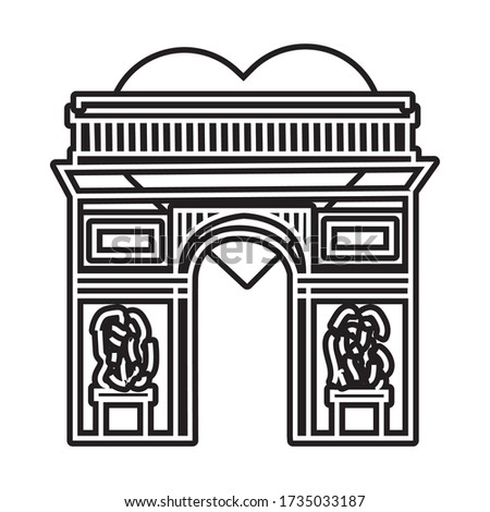 Arch of Triumph france monument line style icon vector illustration
