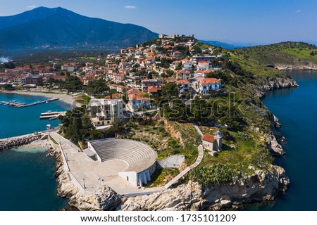Paralio Astros cityscape, view from drone, Arcadia, Greece Royalty-Free Stock Photo #1735101209