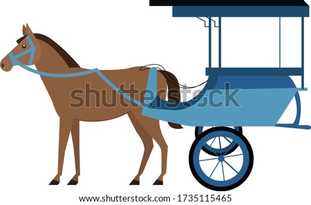 horse carriage delman vehicle vector