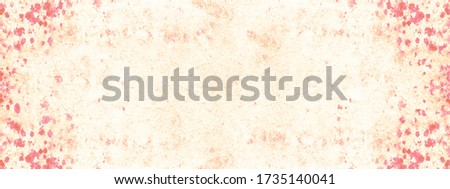 Abstract beige pastel painted berry red spotted watercolor paper texture background banner panorama