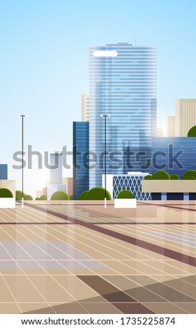 empty downtown city street without people and cars closed town coronavirus pandemic quarantine concept modern cityscape background vertical vector illustration
