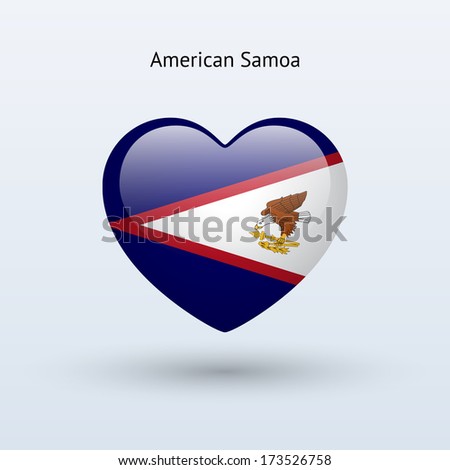 Love American Samoa symbol. Heart flag icon. Vector illustration.