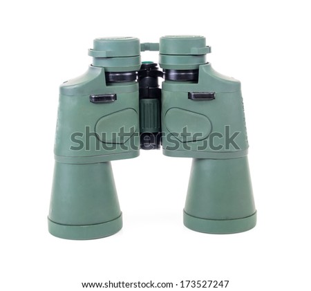 Tourist binoculars. Photo on a white background