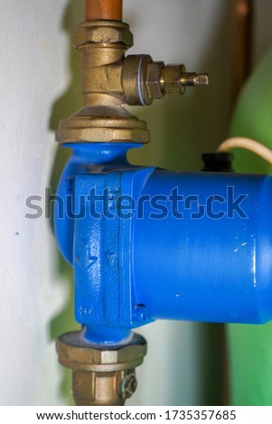 Blue industrial heating water pump
