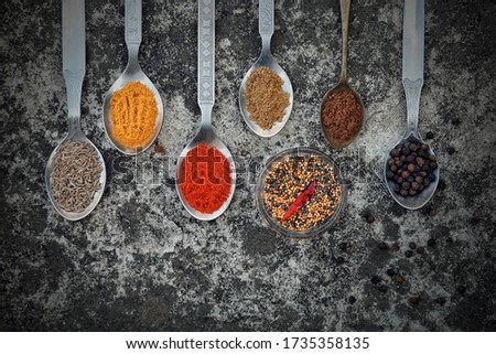 Indian Spices and herbs top view