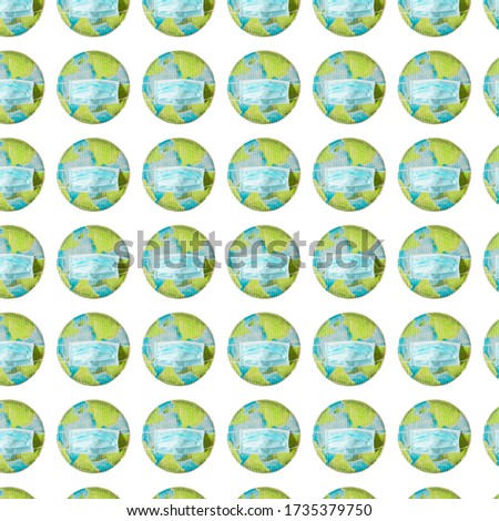 Pattern Planet Earth in a medical mask. The most sought after coronavirus covid-19 protection item in worldwide. 