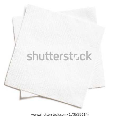 two white square paper napkins isolated Royalty-Free Stock Photo #173538614