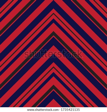 Red and Blue Chevron diagonal striped seamless pattern background suitable for fashion textiles, graphics