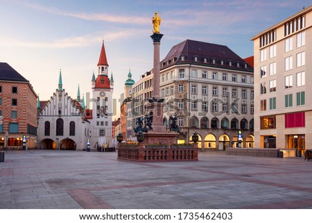 Munich. Cityscape image of Marien Square in Munich, Germany during sunrise. Royalty-Free Stock Photo #1735462403