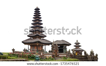 Pura Ulun Danu Beratan (or Pura Bratan) isolated on white background. It is a temple on Bali, Indonesia. Royalty-Free Stock Photo #1735476521