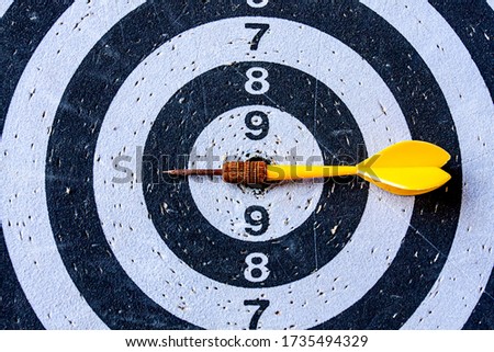 old dart target with arrow, Image for target marketing solution concept.
