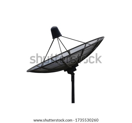Black Satellite dish isolated on white background and have clipping paths for convenient and quick use.
