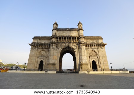 gate way of india during lockdown mumbai Royalty-Free Stock Photo #1735540940