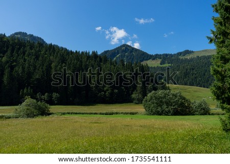 View to some hills near the german lake called Spitzingsee