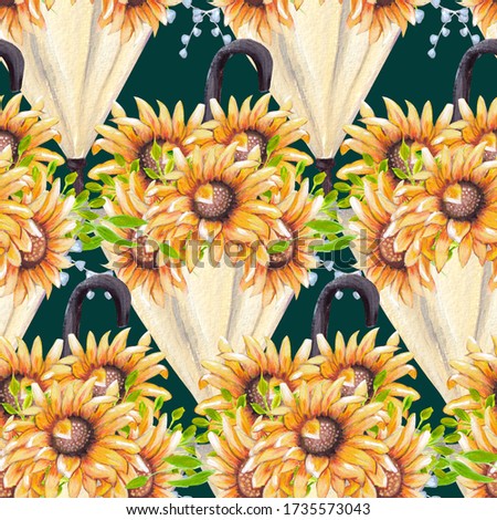 
seamless pattern design with sunflower umbrellas,perfect to use on the web or in print