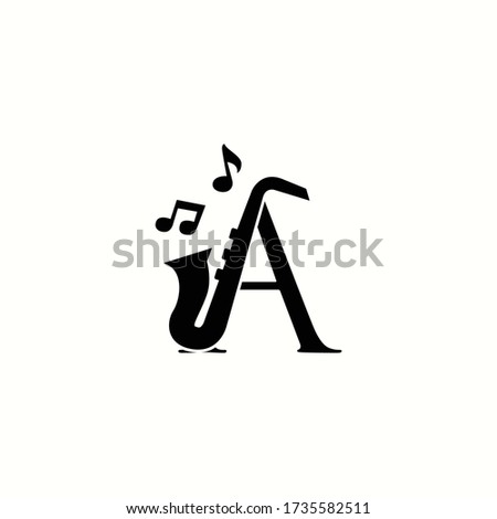 logo letter a with icon jazz music vector design