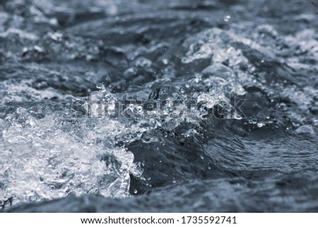 strong current of water under the waterfall