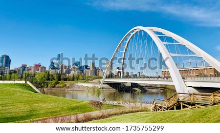 Walterdale Bridge in Edmonton Alberta Royalty-Free Stock Photo #1735755299