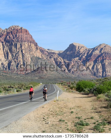Cycling Red Rock Canyon National Conservation Area,  Mountain Highway near Las Vegas, Nevada Royalty-Free Stock Photo #1735780628