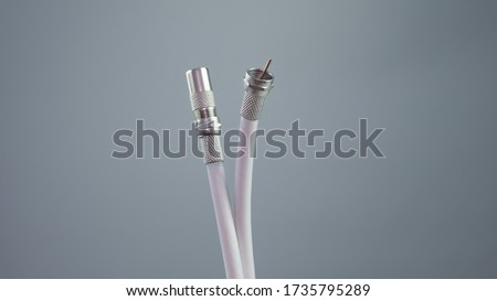 Cord for antenna and TV. Antenna PAL Male Cable F-Type Flylead Aerial Cord Coax Lead. Royalty-Free Stock Photo #1735795289