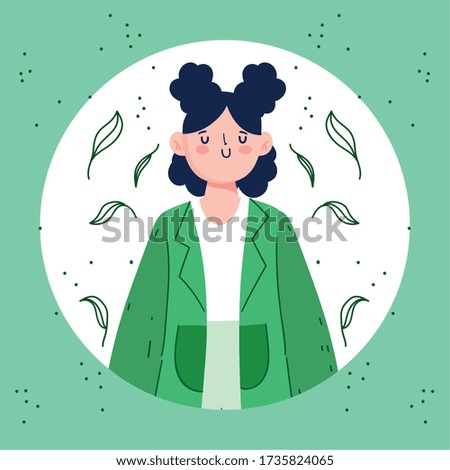 Avatar woman cartoon with black hair design, Girl female person people human and social media theme Vector illustration