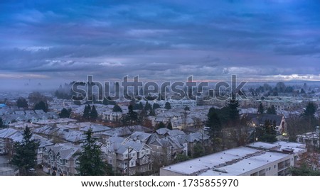 Early morning scenery of the city in winter