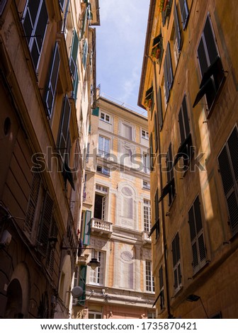 Classic building of Genova old town, Italy.